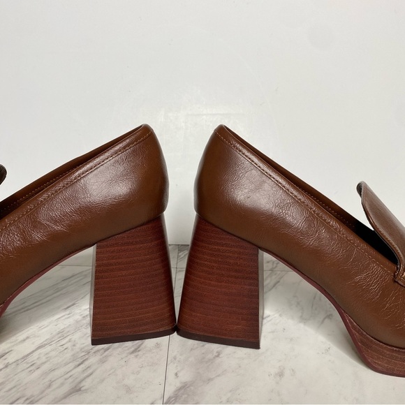 Steve Madden Etney Brown Square Toe Heeled Loafer 9 1/2 M - Picture 8 of 15